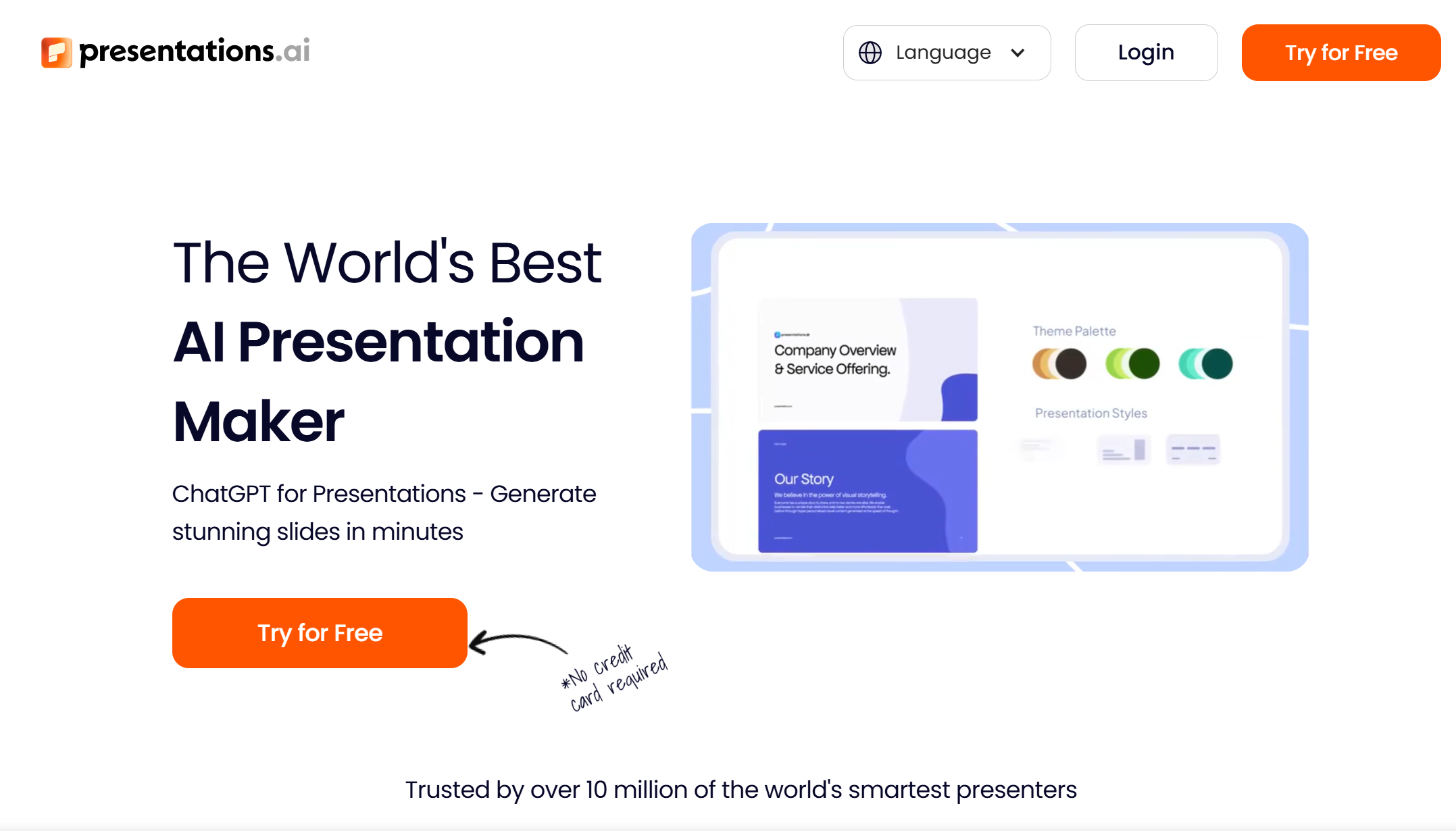 Presentations.AI homepage
