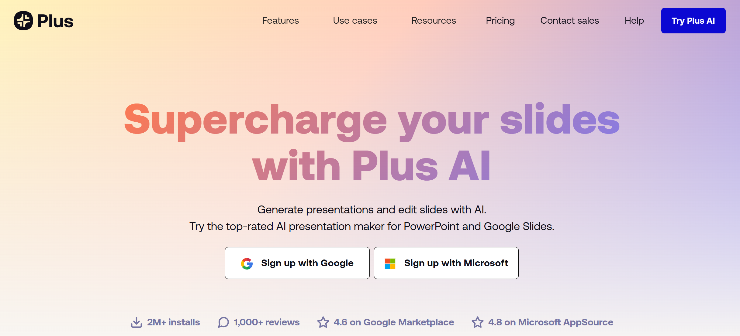 plus ai homepage
