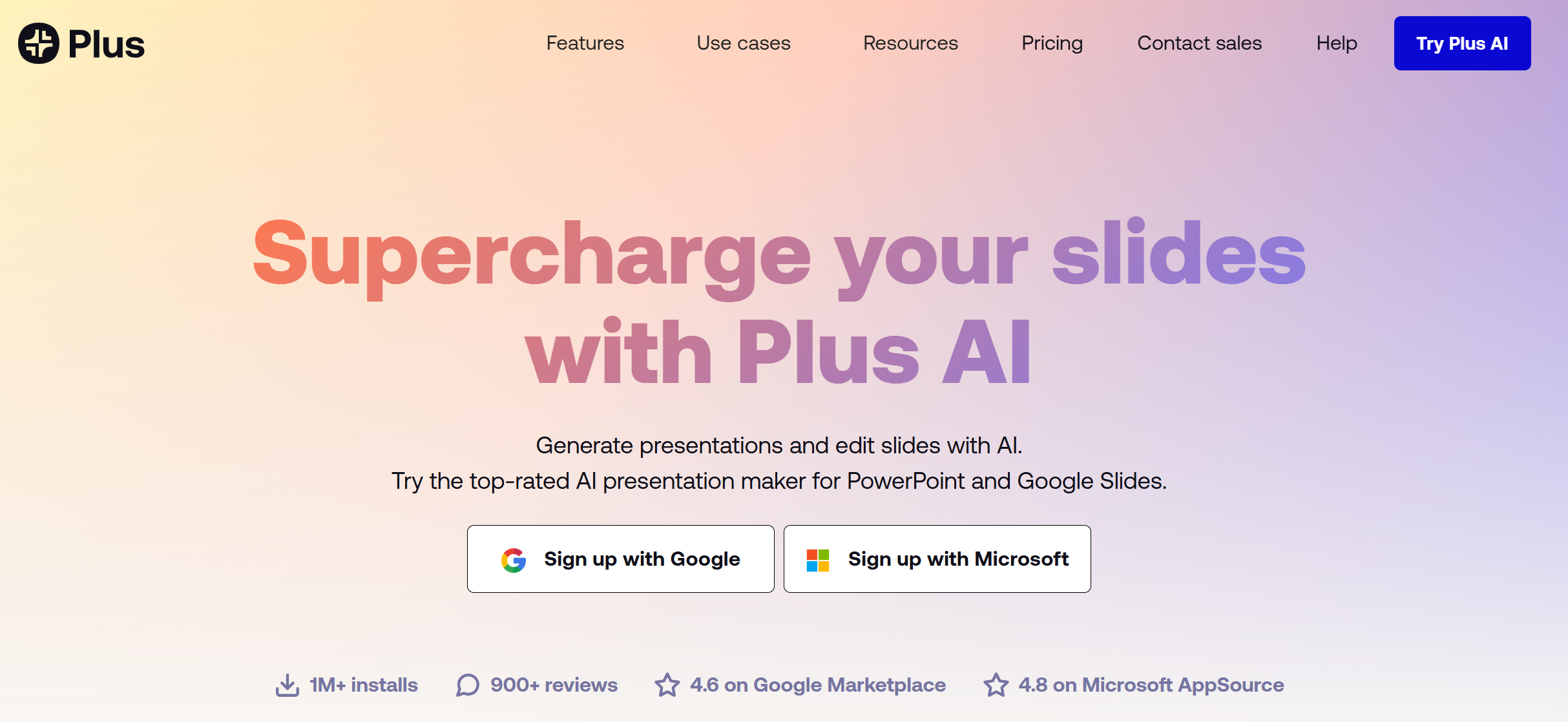 Plus AI homepage