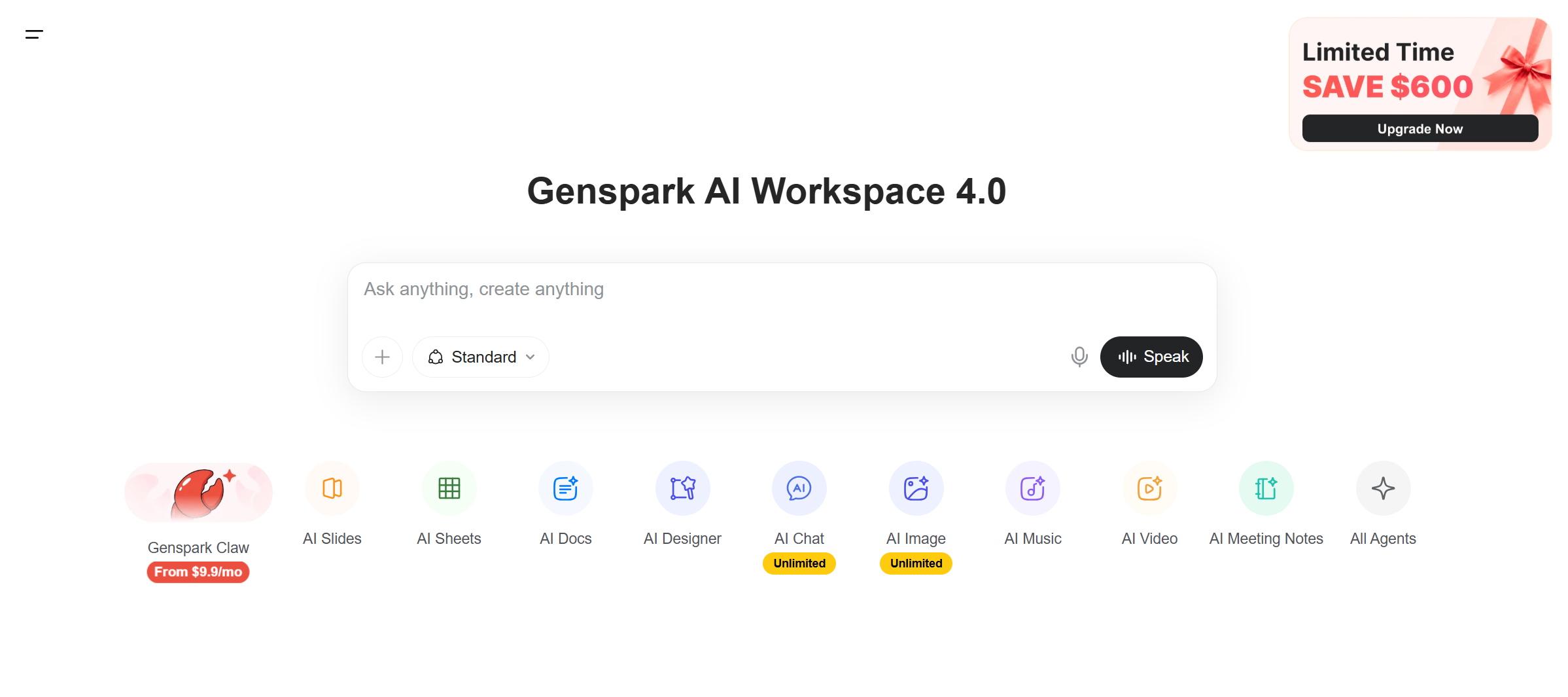 genspark homepage
