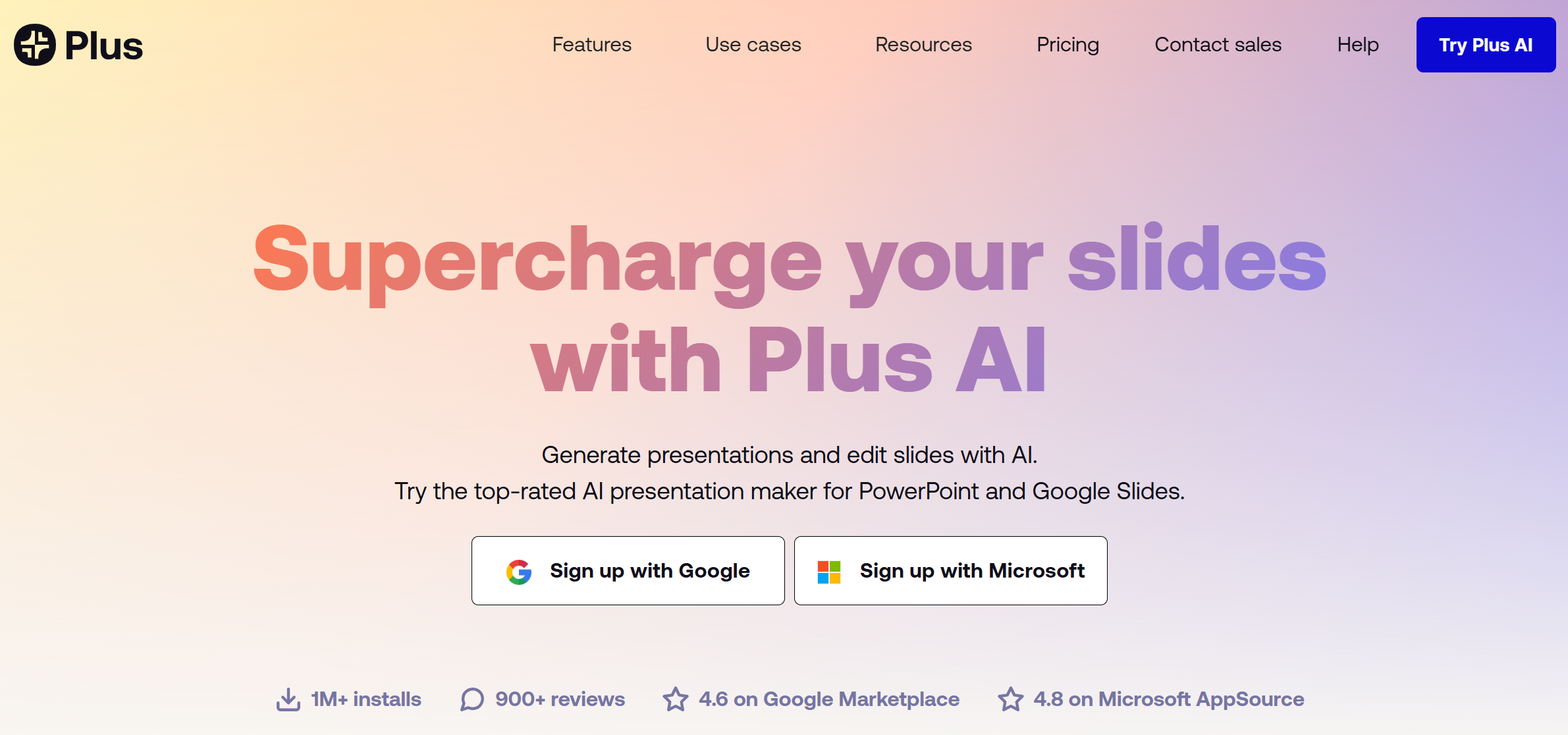 Plus AI homepage